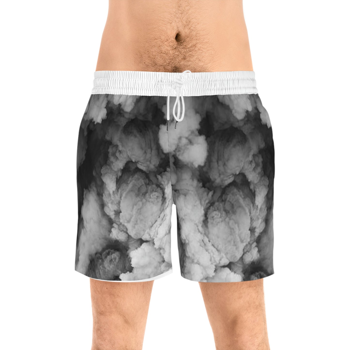 "Faded Gray" Mid-Length Swim Shorts