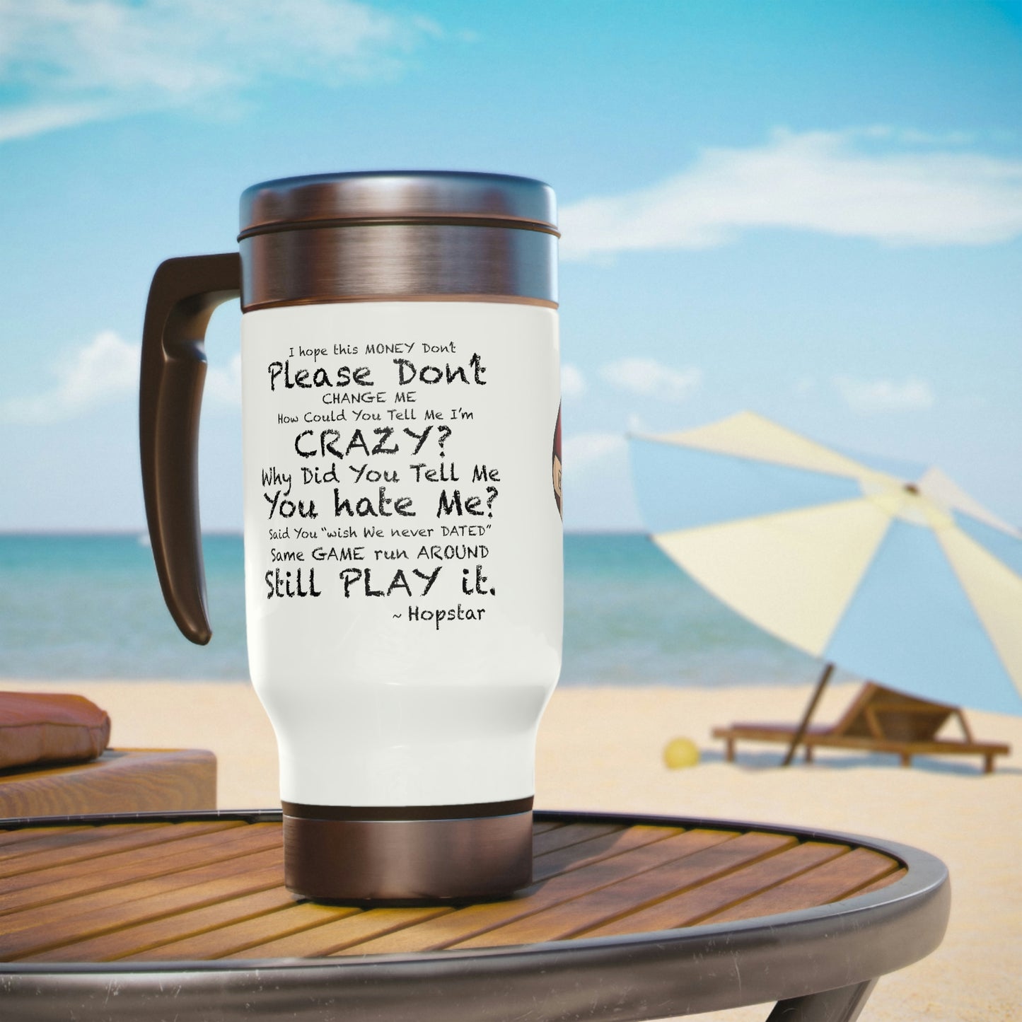 "Hopstar" Stainless Steel Travel Mug with Handle, 14oz