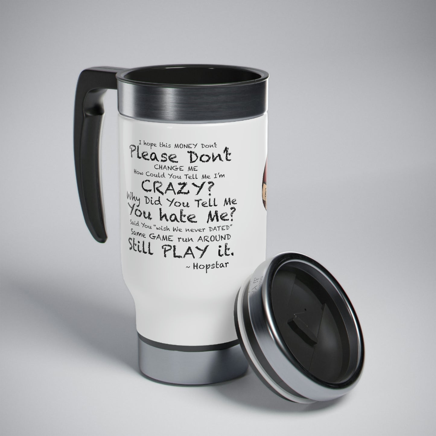 "Hopstar" Stainless Steel Travel Mug with Handle, 14oz
