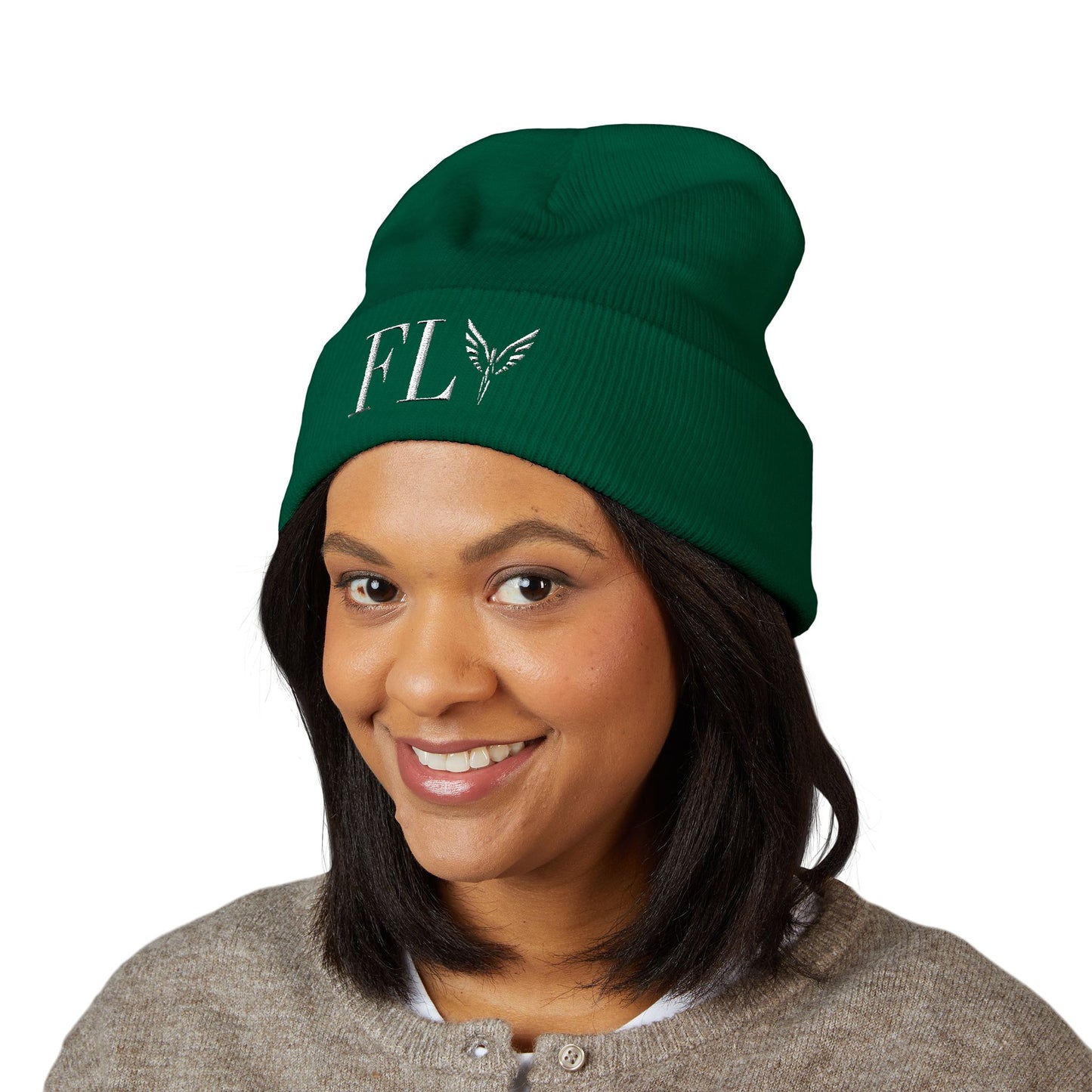 Beanie Hat - Olympian Fly Embroidered Classic Cuffed Beanie