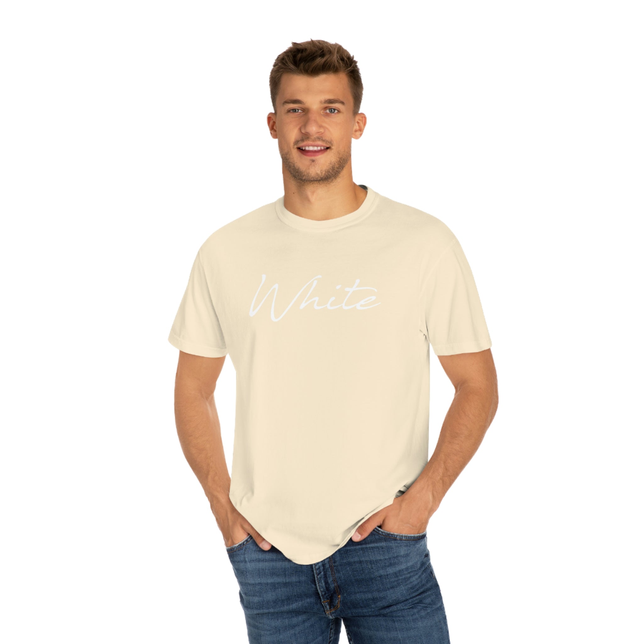 White Unisex Garment-Dyed T-shirt